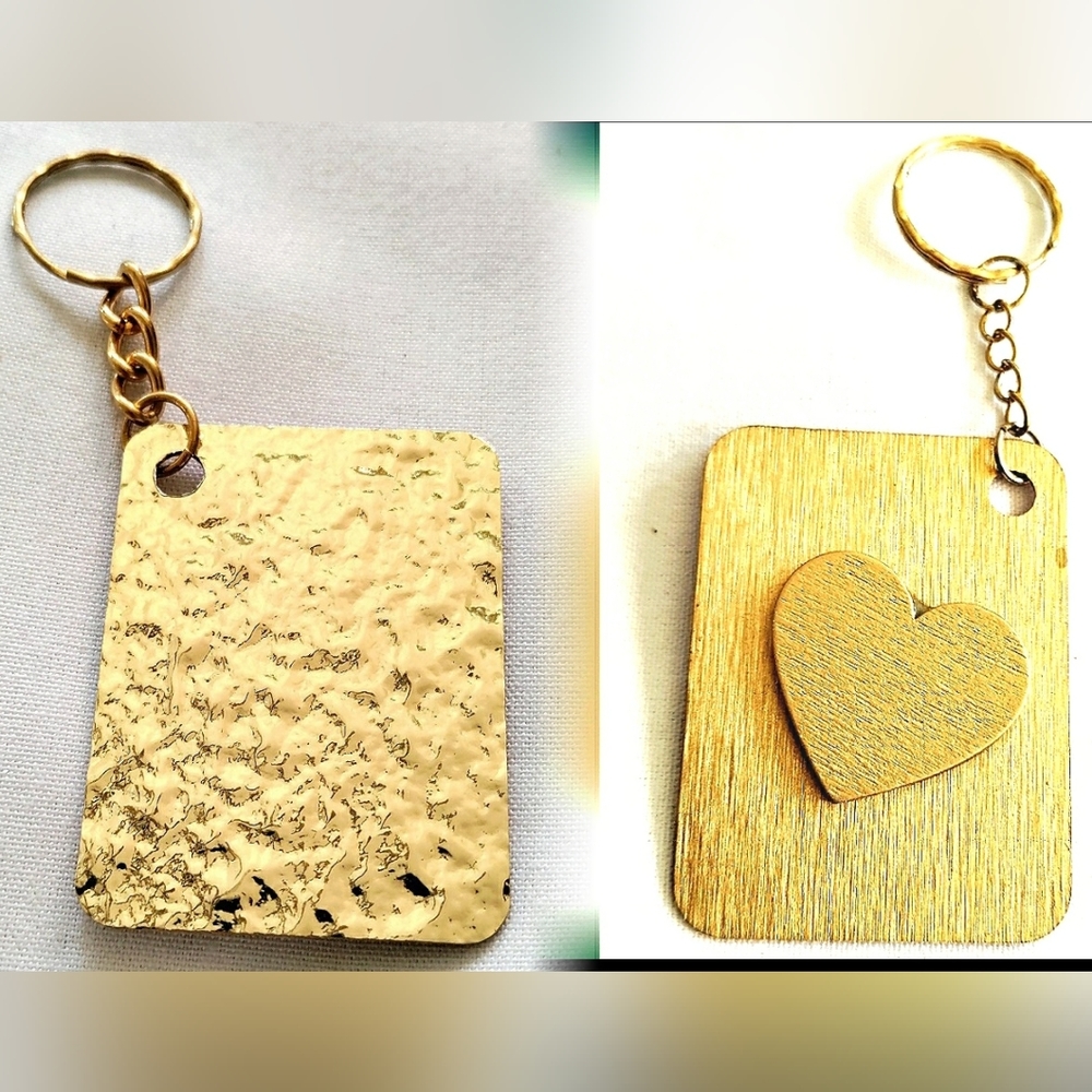NEW Handmade Keychain Bag Tag! Gold Muro. Gold Wooden Heart. Unisex.